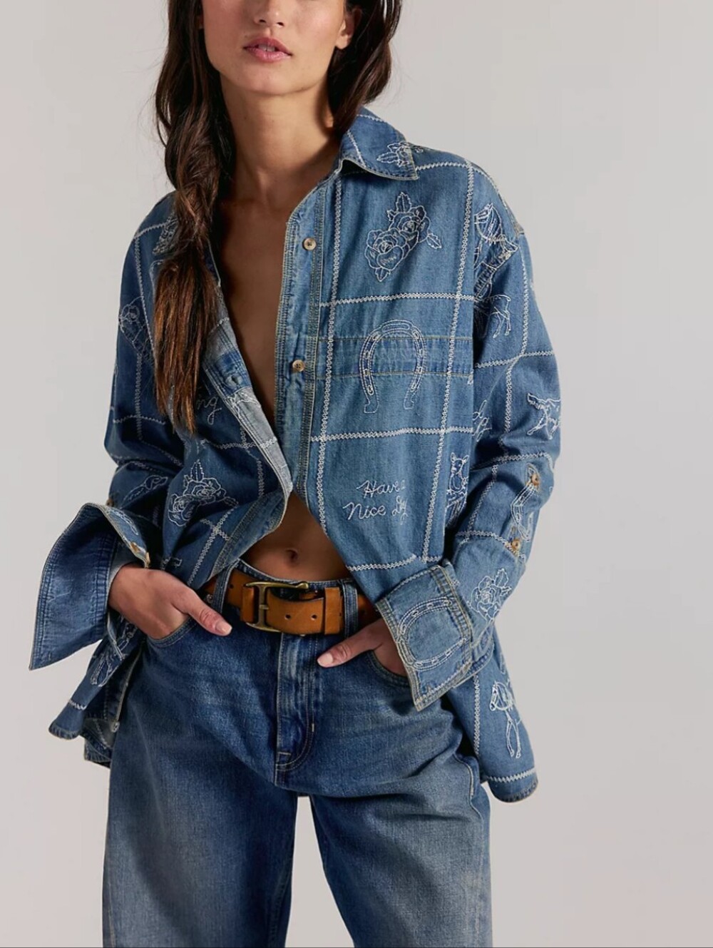 We The Free Have A Nice Day Denim Top